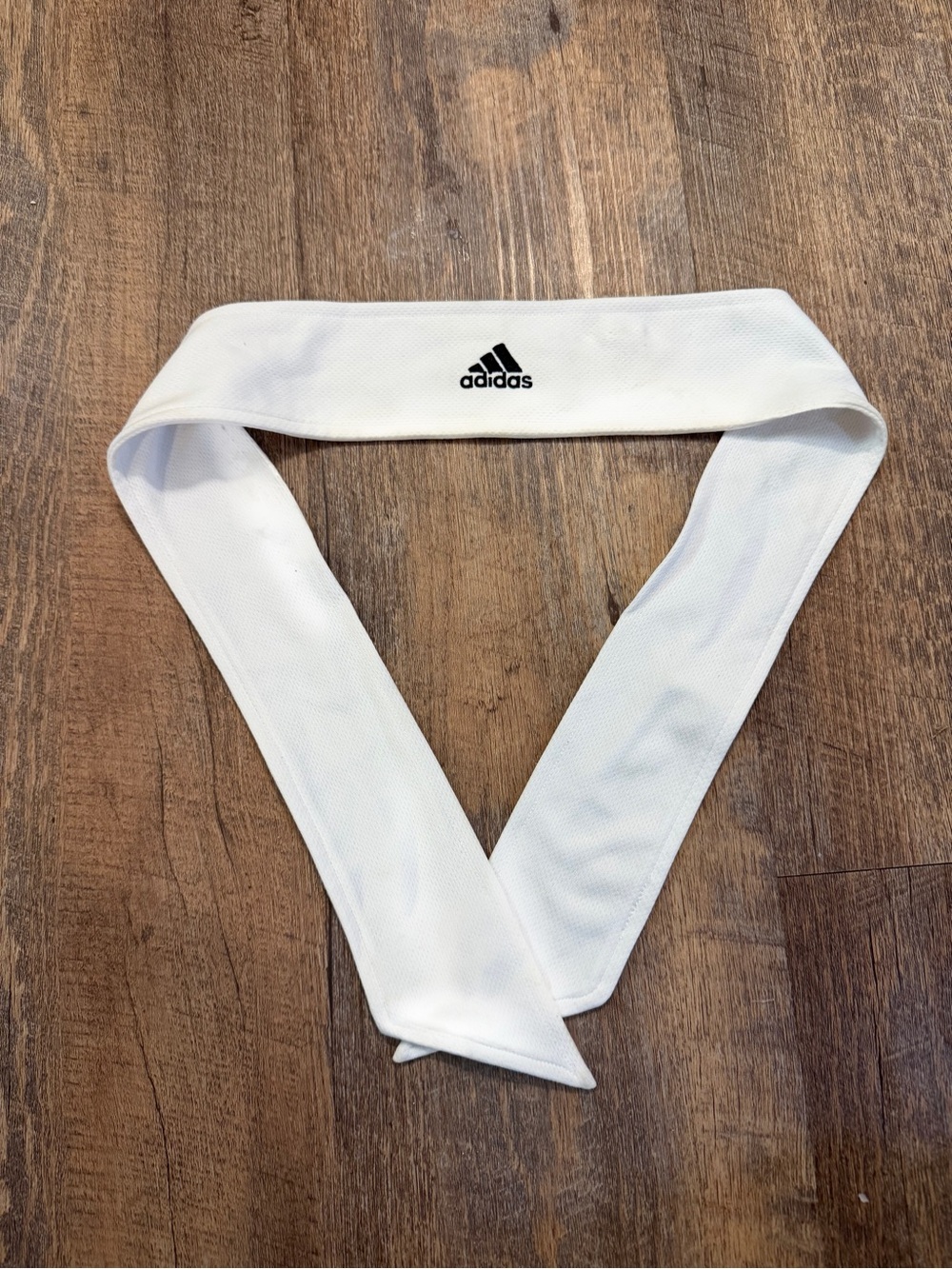 adidas White Headband with Black Logo Embroidery
